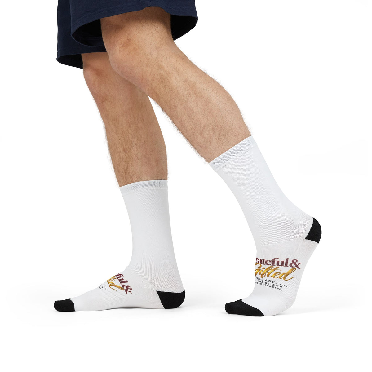 Grateful & Gifted Crew Socks — Inspirational Sublimation Athletic Socks