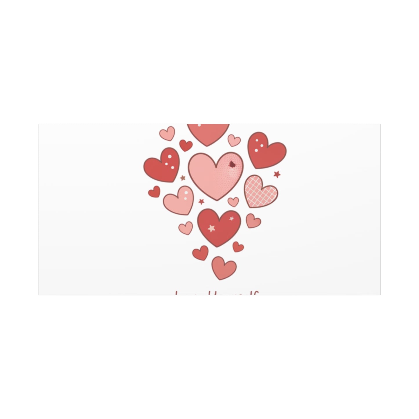 Love Yourself Canvas Wall Art — Watercolor Hearts Inspirational Home Decor