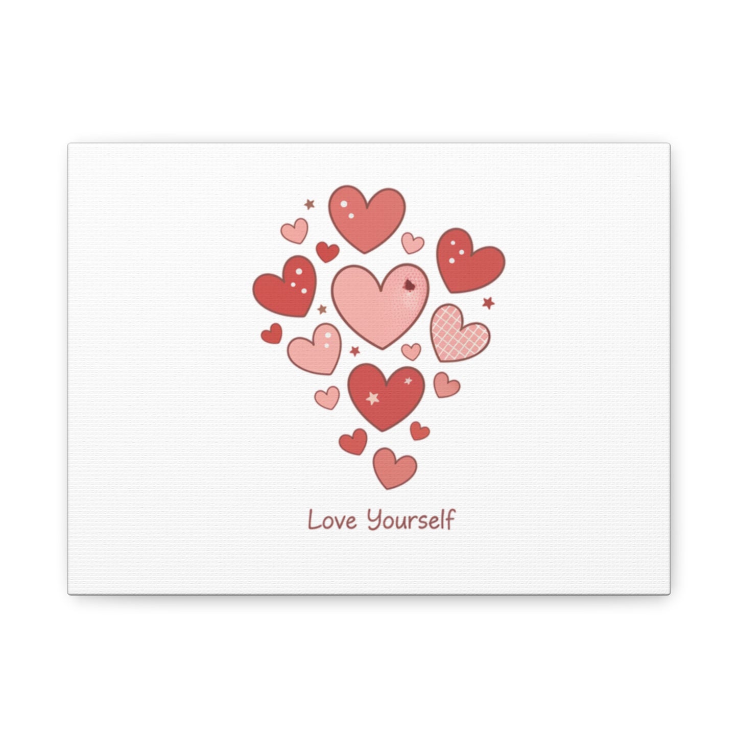 Love Yourself Canvas Wall Art — Watercolor Hearts Inspirational Home Decor