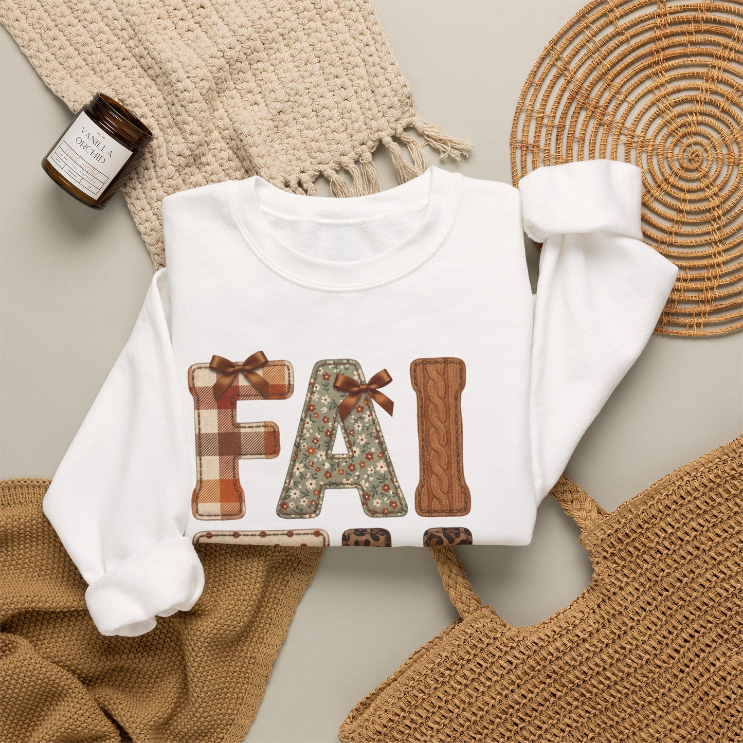Faith Fall Crewneck Sweatshirt | Christian Autumn, Leaves & Plaid