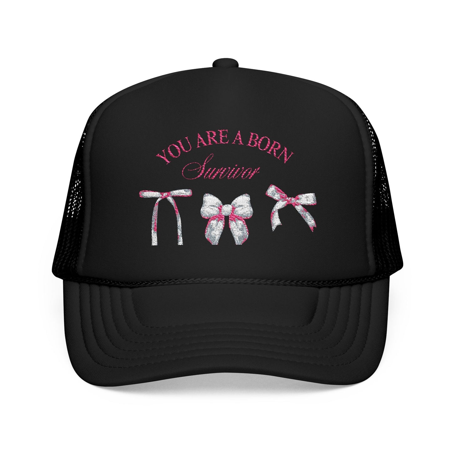 Embroidered Survival Trucker Hat - Inspirational, Unique Gift, Casual Wear, Cancer Awareness, Everyday Style