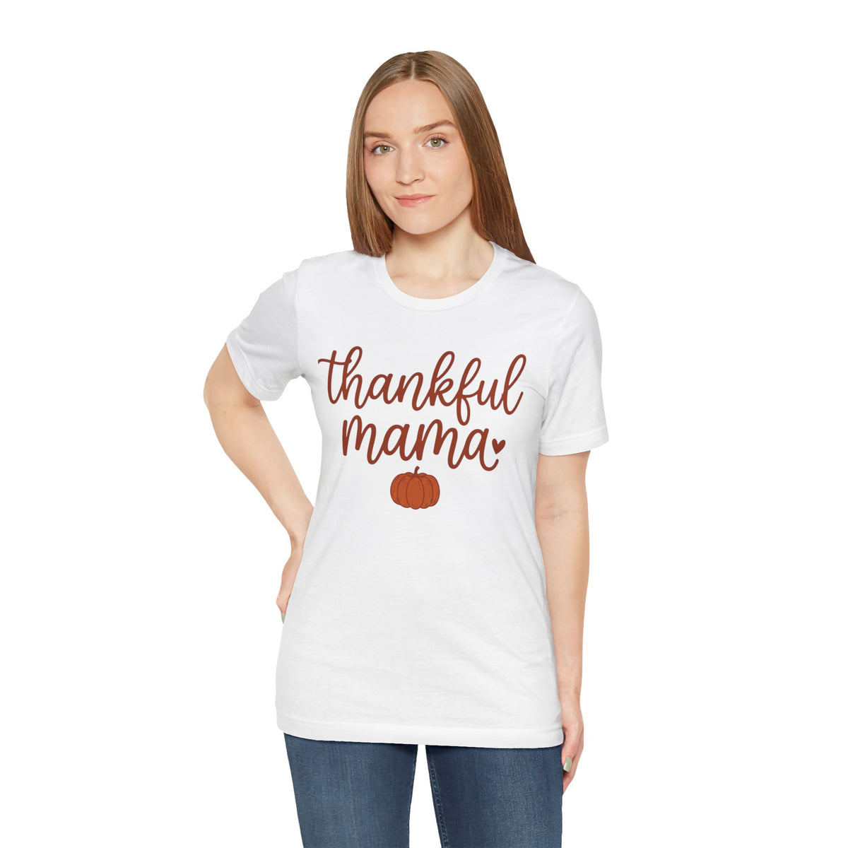 Thankful Mama Tee | Thanksgiving pumpkin mom shirt, fall harvest apparel