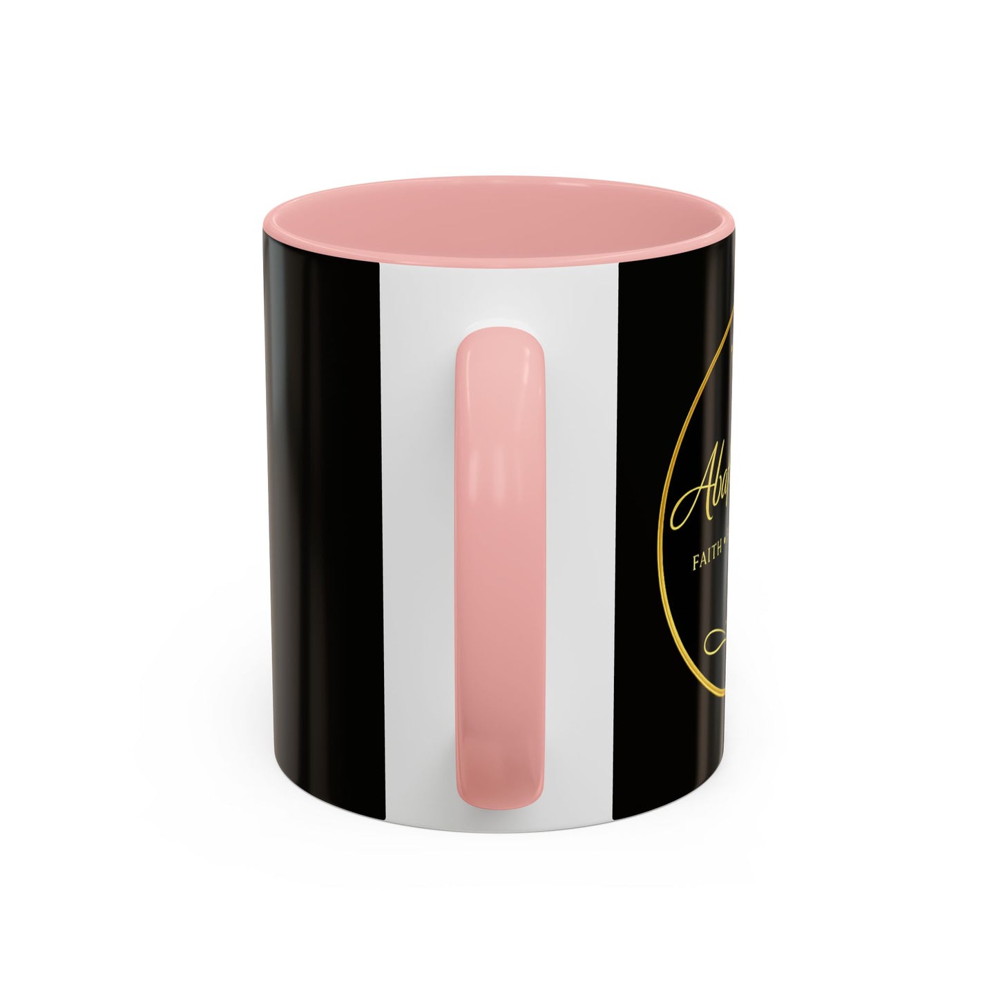 Black Accent Coffee Mug — "Abafamilystore: Faith • Family • Purpose" Gold Logo