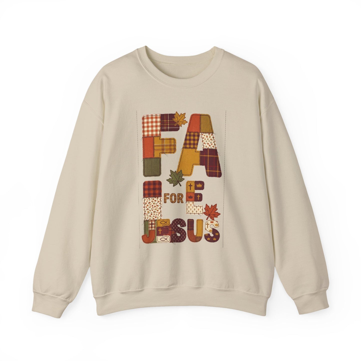 Fall Patchwork "Fae for Jesus" Crewneck Sweatshirt | Thanksgiving Harvest