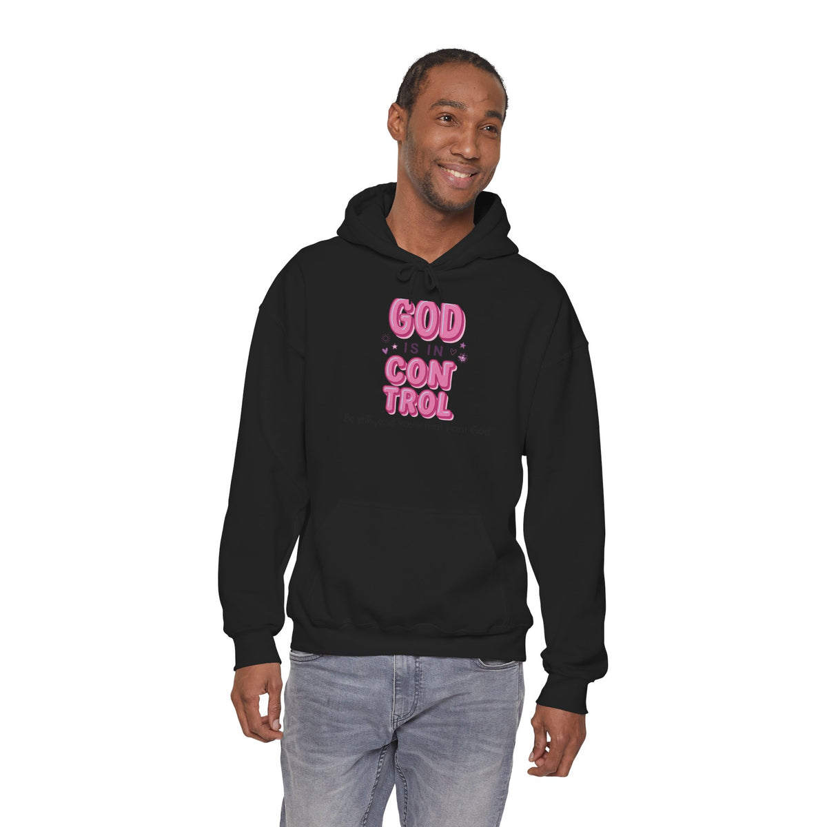 God Is in Control Hoodie | Christian Rainbow Script, Playful Faith Apparel