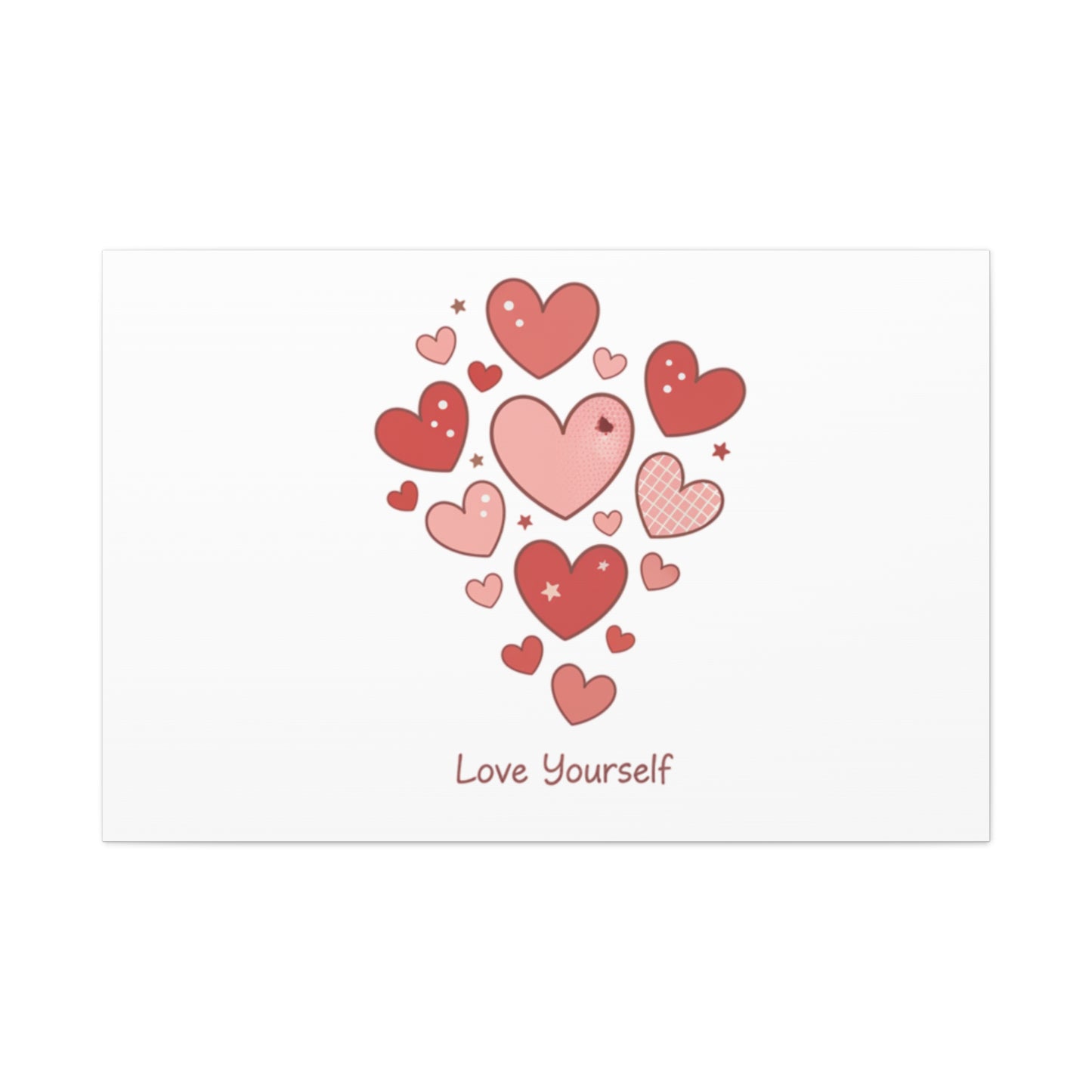 Love Yourself Canvas Wall Art — Watercolor Hearts Inspirational Home Decor
