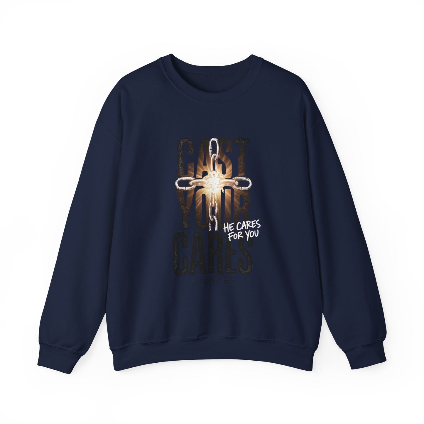Cast Your Cares Crewneck Sweatshirt | Christian Streetwear, Scripture Graphic