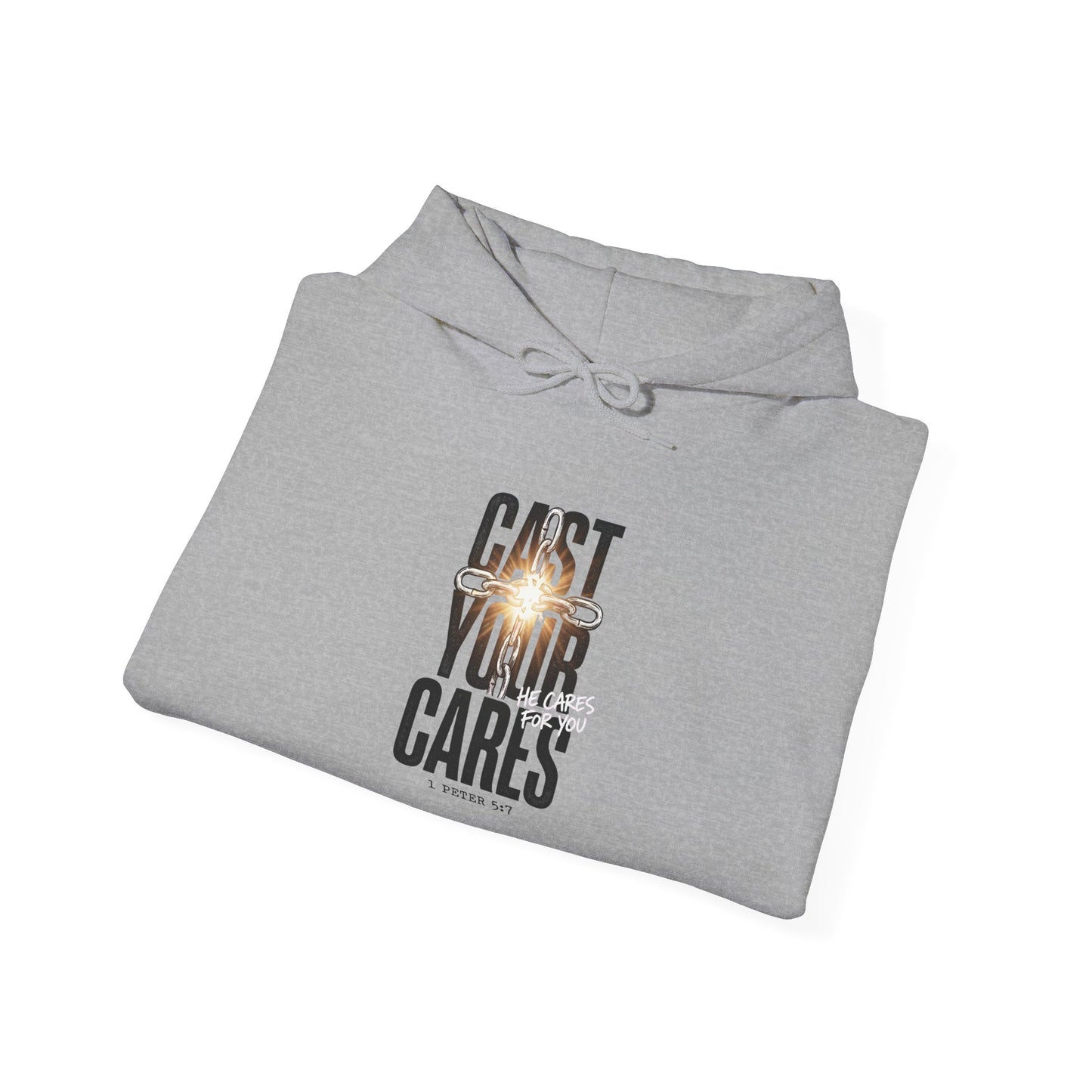 Cast Your Cares Hoodie | Christian streetwear, scripture typography