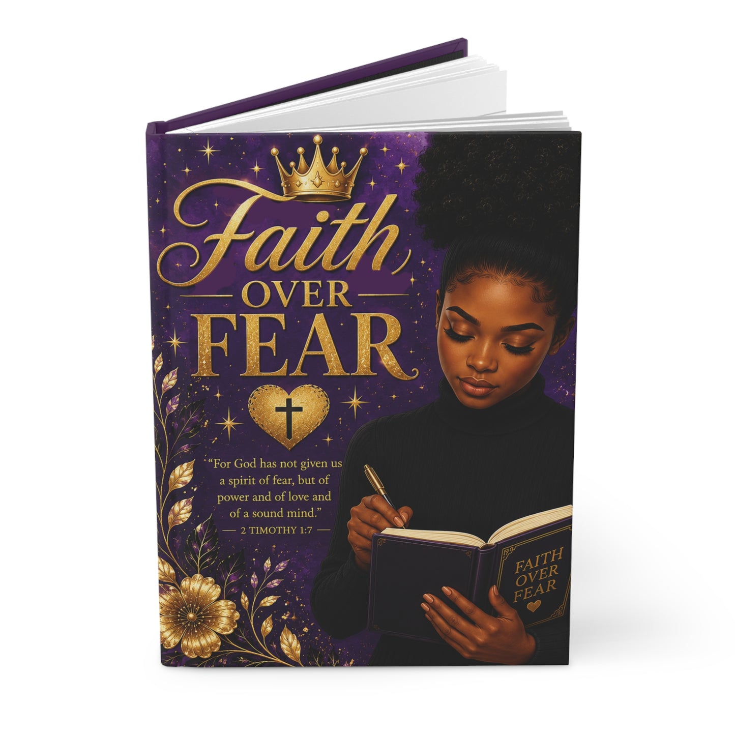 Faith Over Fear Hardcover Journal — Christian Inspirational Notebook with Bible Verse