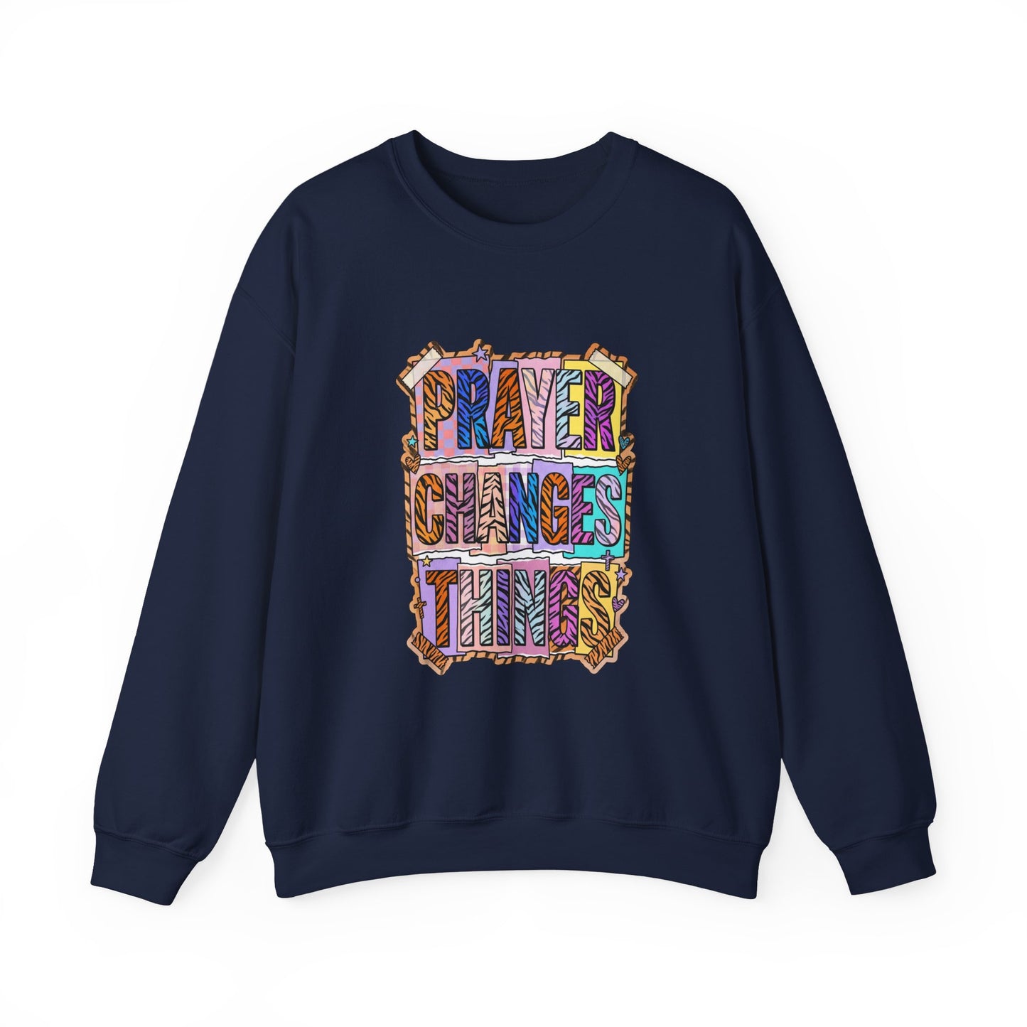 Prayer Changes Things Sweatshirt | Christian rainbow scripture, mixed-font faith
