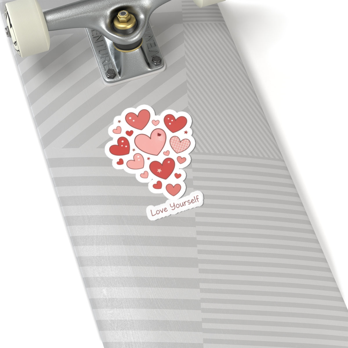 Love Yourself Sticker — Watercolor Hearts Inspirational Decal for Laptops, Water Bottles & Journals