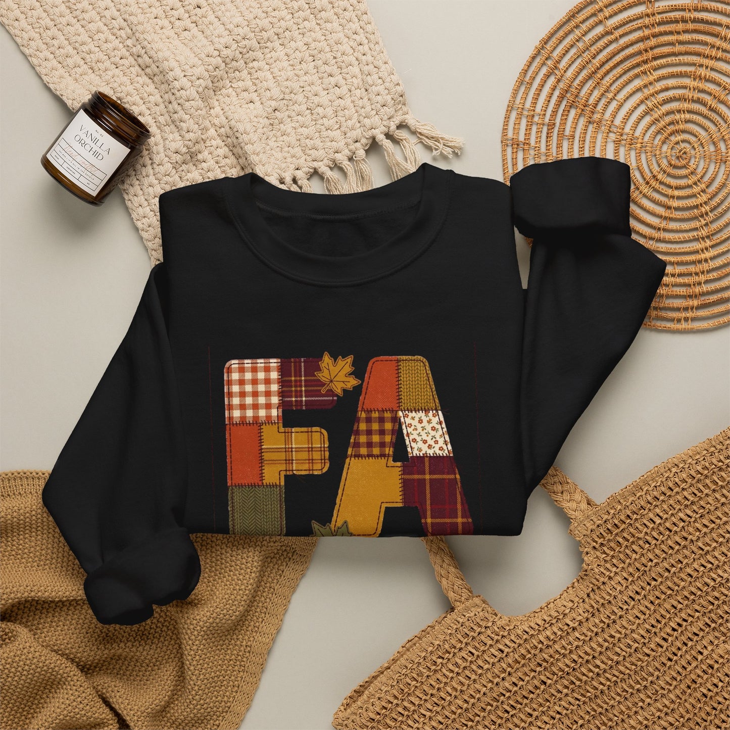 Fall Patchwork "Fae for Jesus" Crewneck Sweatshirt | Thanksgiving Harvest