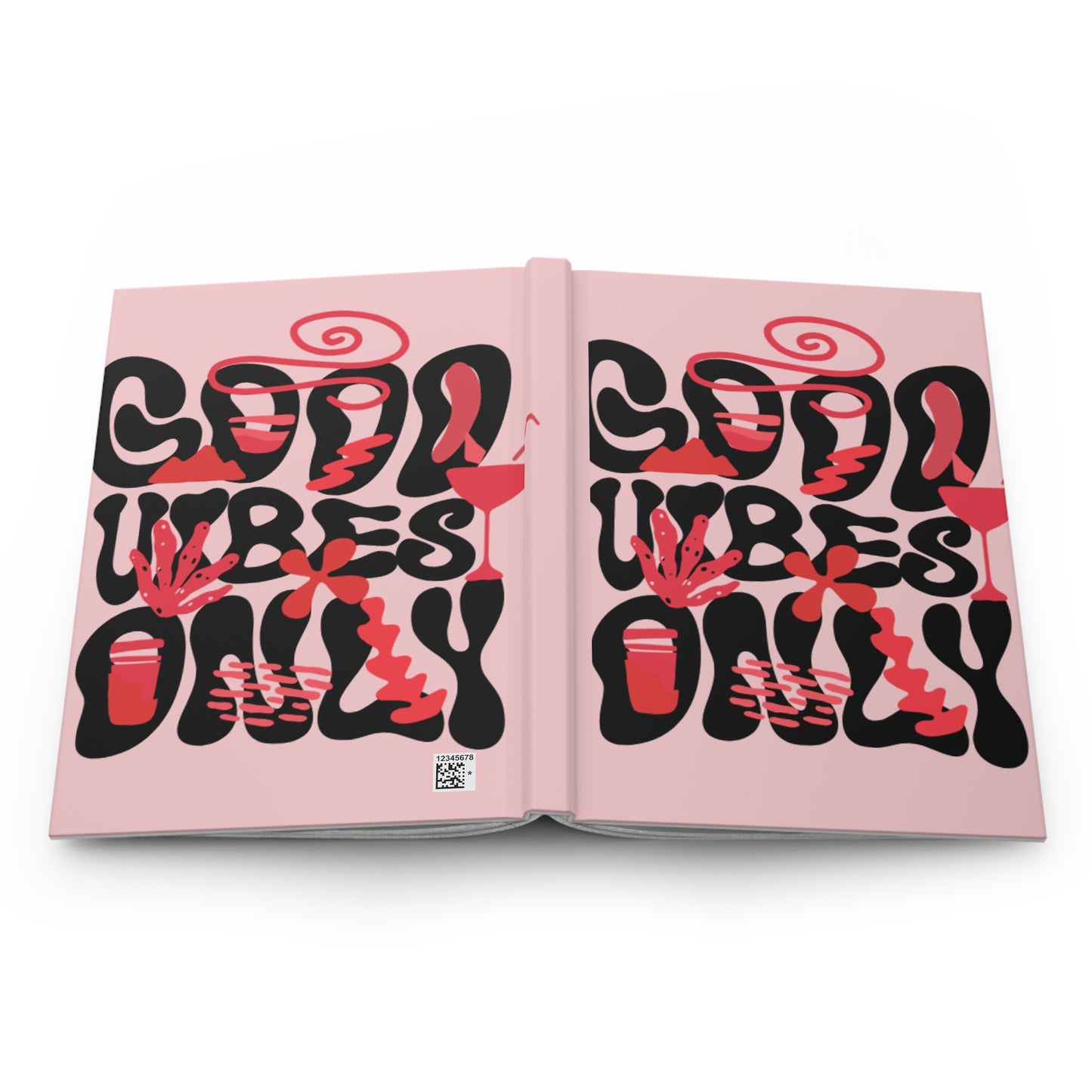 Good Vibes Only Journal, Motivational Notebook, Gift for Friends, Inspirational Writing, Self-Discovery Diary, Pink Hardcover Journal