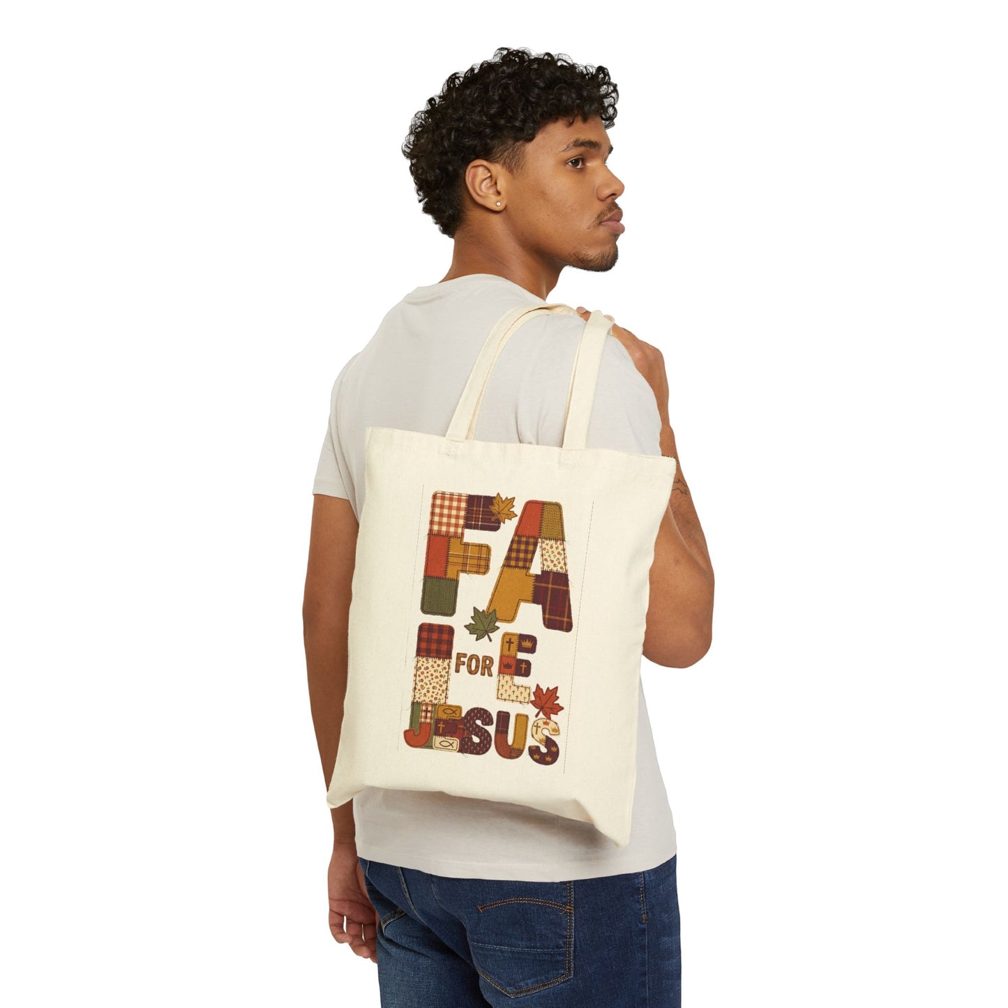Grateful Fall Patchwork Tote | Thanksgiving Harvest, Watercolor Foliage