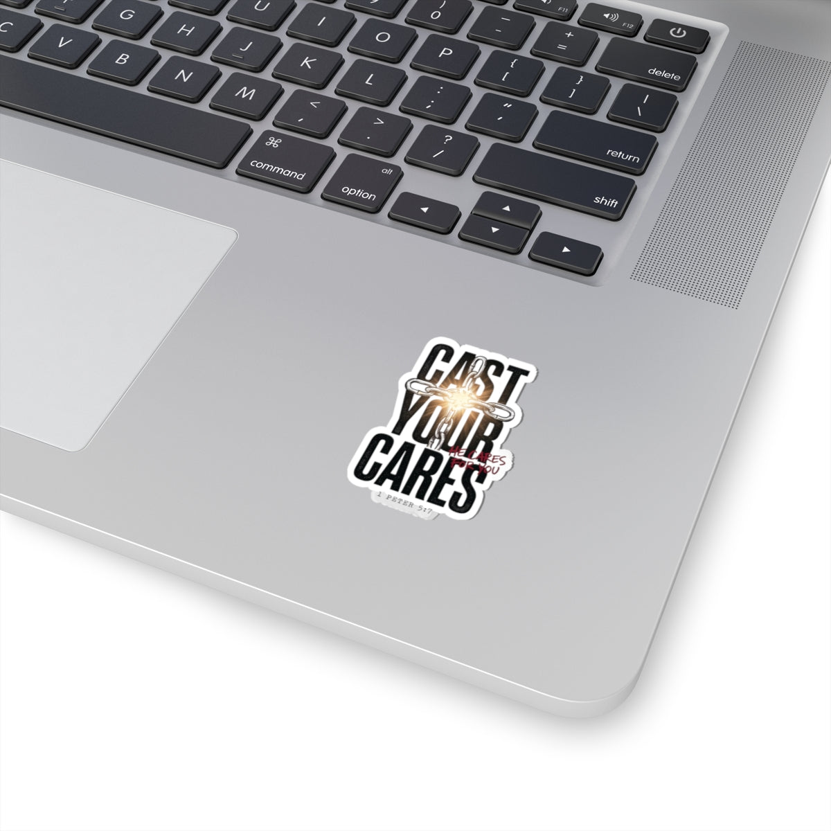 Cast Your Cares Sticker | Christian Streetwear, Scripture 1 Peter 5:7