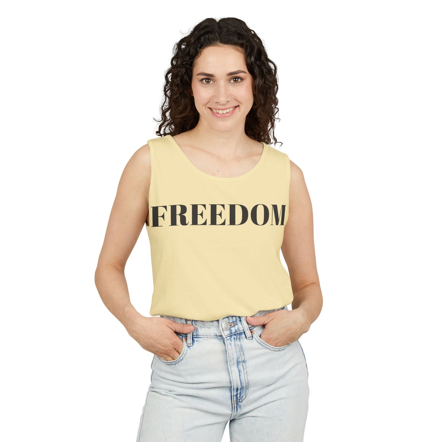 Freedom Unisex Garment-Dyed Tank Top - Comfortable Summer Wear, Casual Lounge, Outdoor Fitness, Inspirational Gift, Vacation Apparel