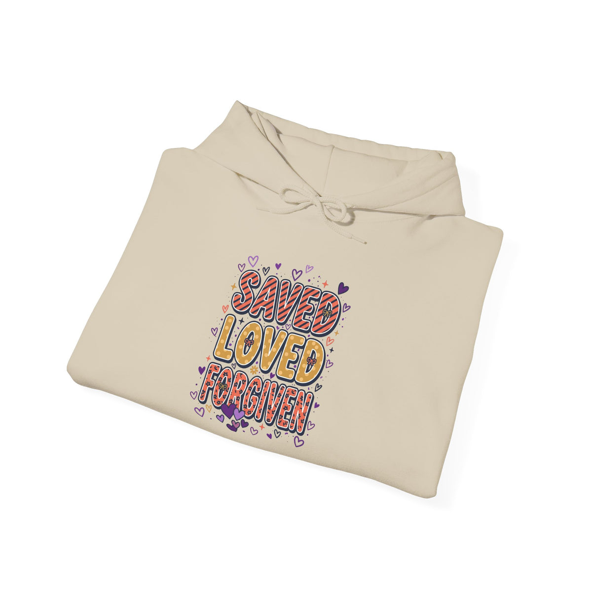 Saved Loved Praised hoodie | Christian rainbow scripture design
