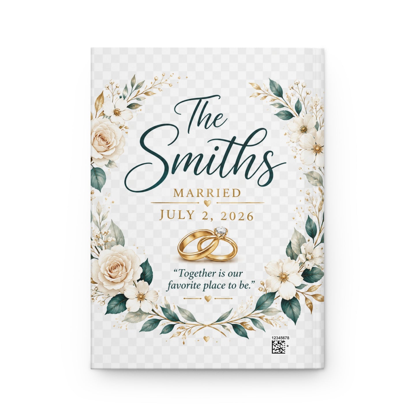 Wedding Keepsake Journal — Personalized 'The Smiths, Married July 2, 2026' Floral Hardcover