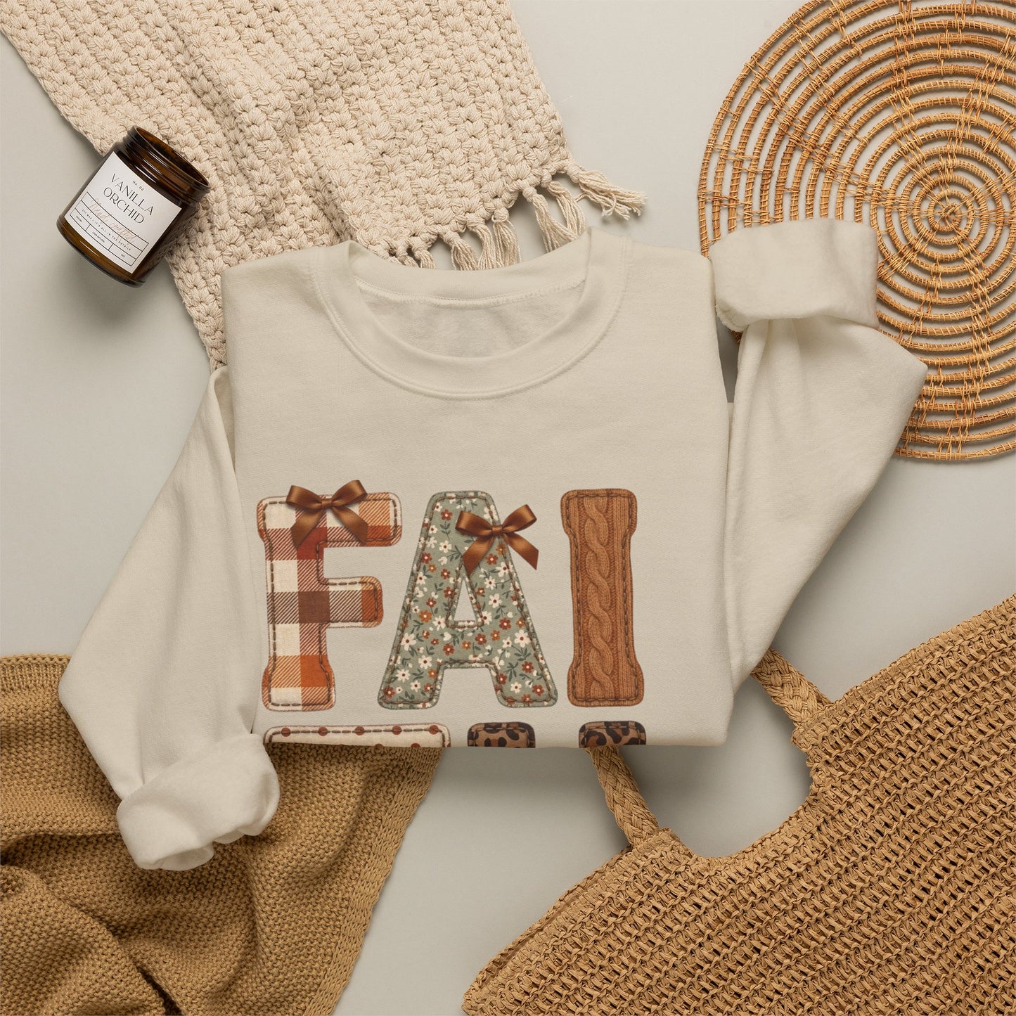 Faith Fall Crewneck Sweatshirt | Christian Autumn, Leaves & Plaid