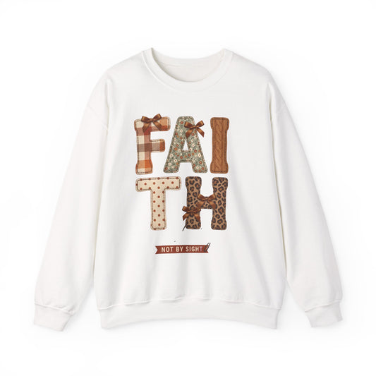 Faith Fall Crewneck Sweatshirt | Christian Autumn, Leaves & Plaid