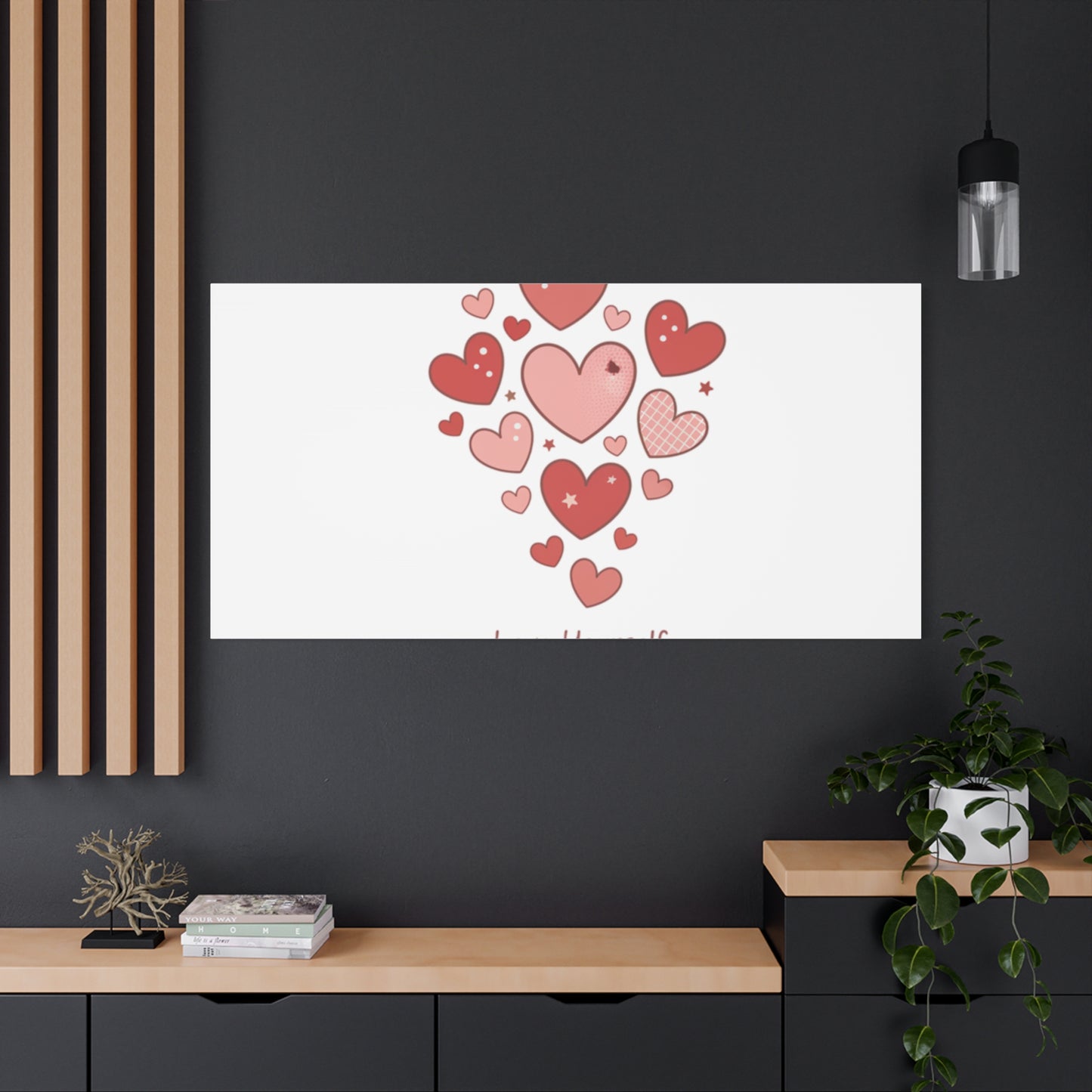 Love Yourself Canvas Wall Art — Watercolor Hearts Inspirational Home Decor