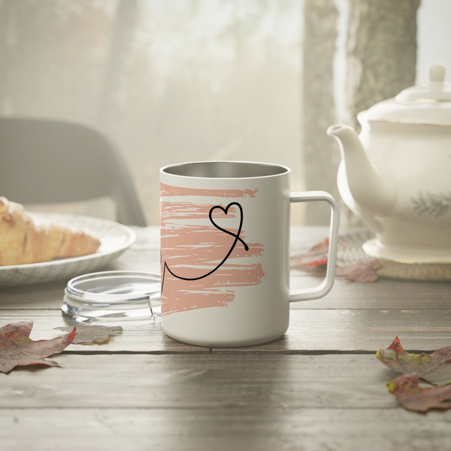 Insulated Coffee Mug with Love Design, 10oz Travel Mug, Cute Gift for Her, Coffee Lover Mug, Valentine's Day Gift, Personalized Coffee Cup