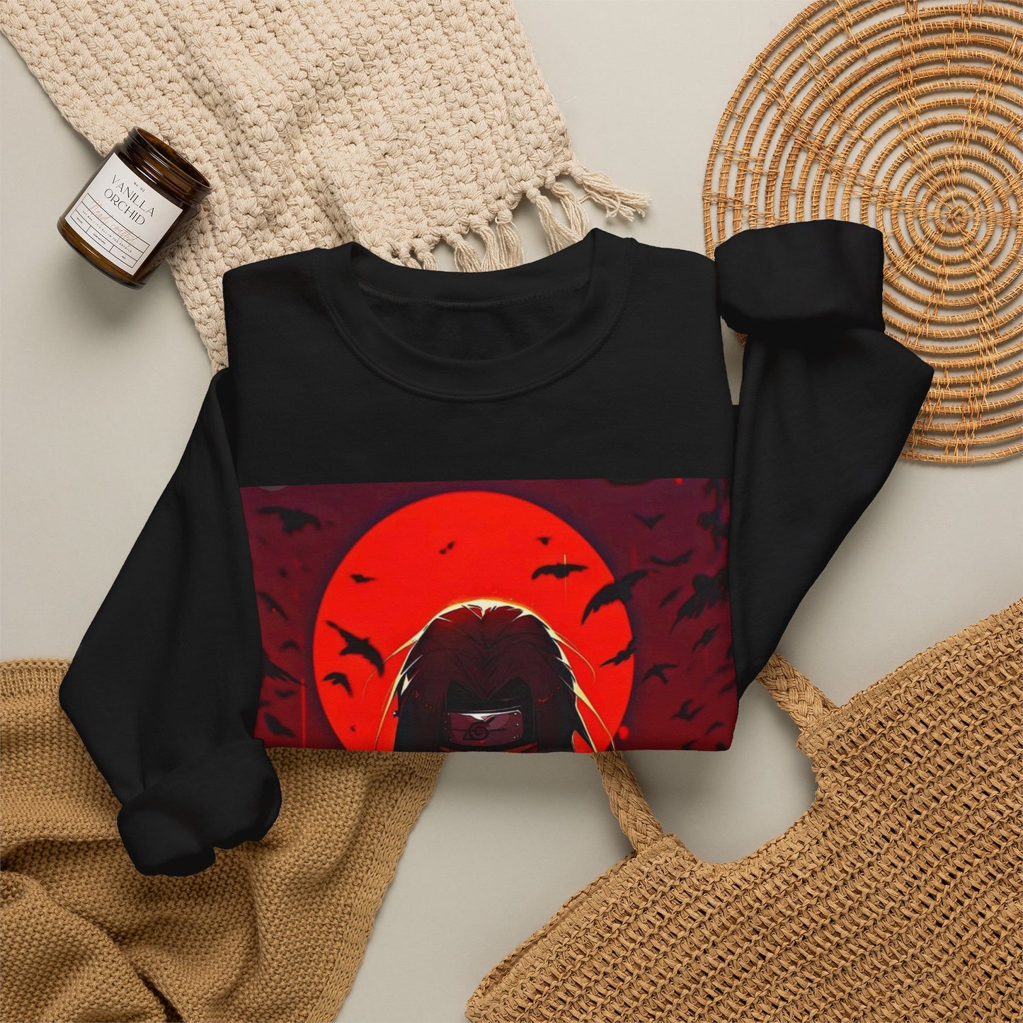 Anime Villain Crewneck Sweatshirt – Red Moon Itachi Design