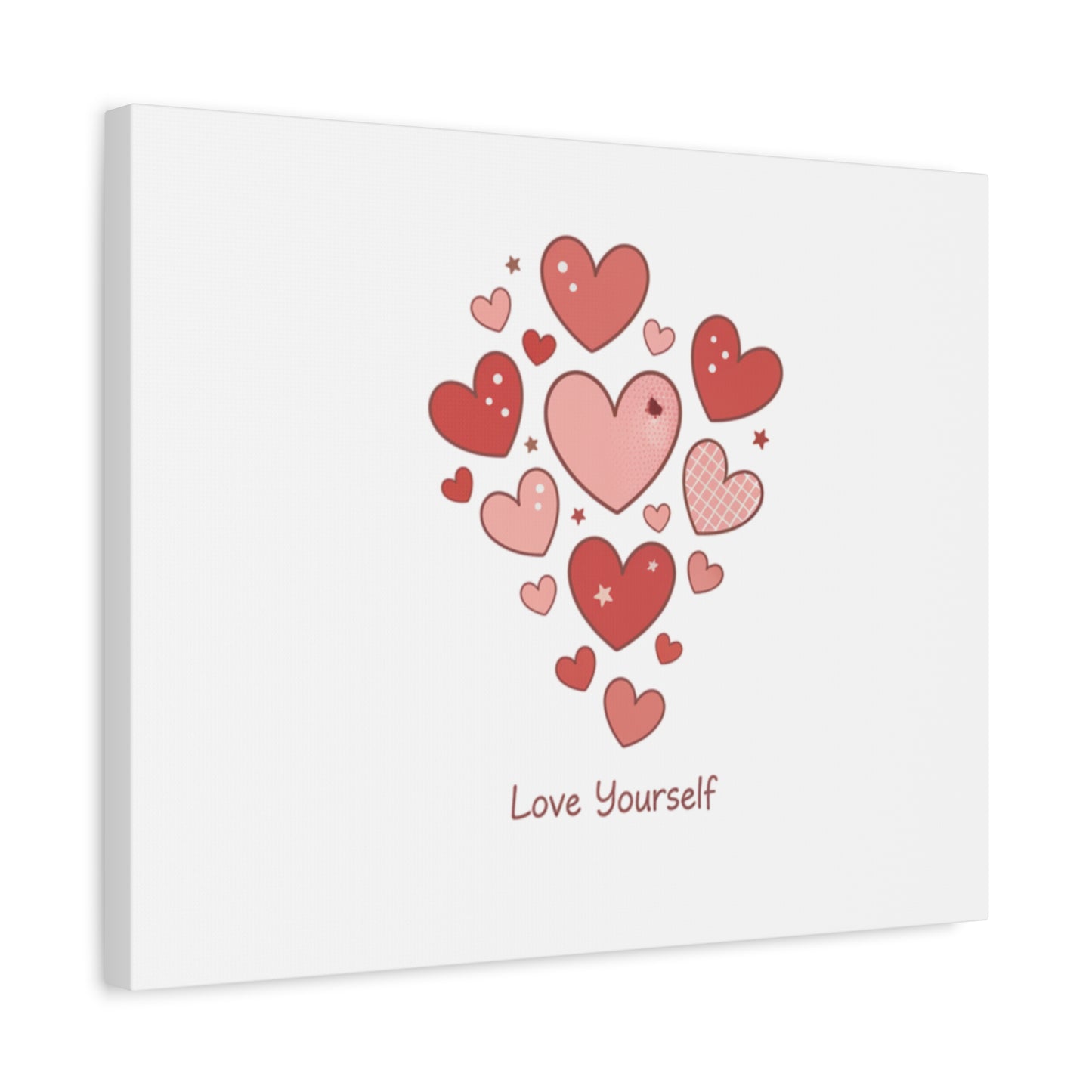 Love Yourself Canvas Wall Art — Watercolor Hearts Inspirational Home Decor