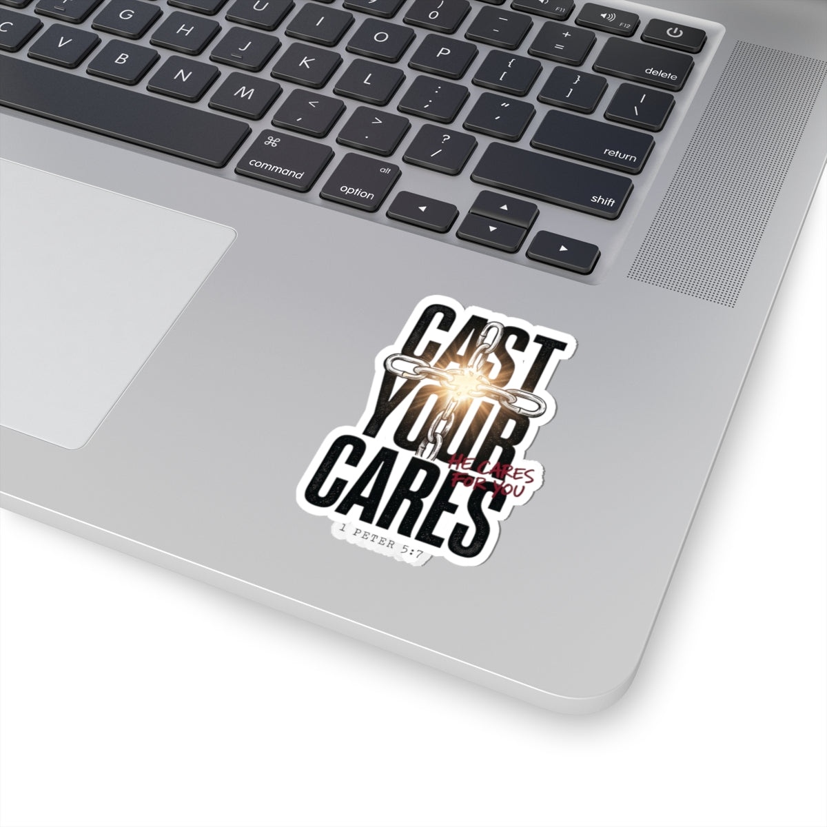 Cast Your Cares Sticker | Christian Streetwear, Scripture 1 Peter 5:7