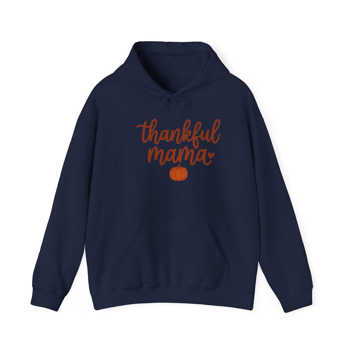 Thankful Mama Hoodie | Thanksgiving Fall Leaves, Pumpkin Accent