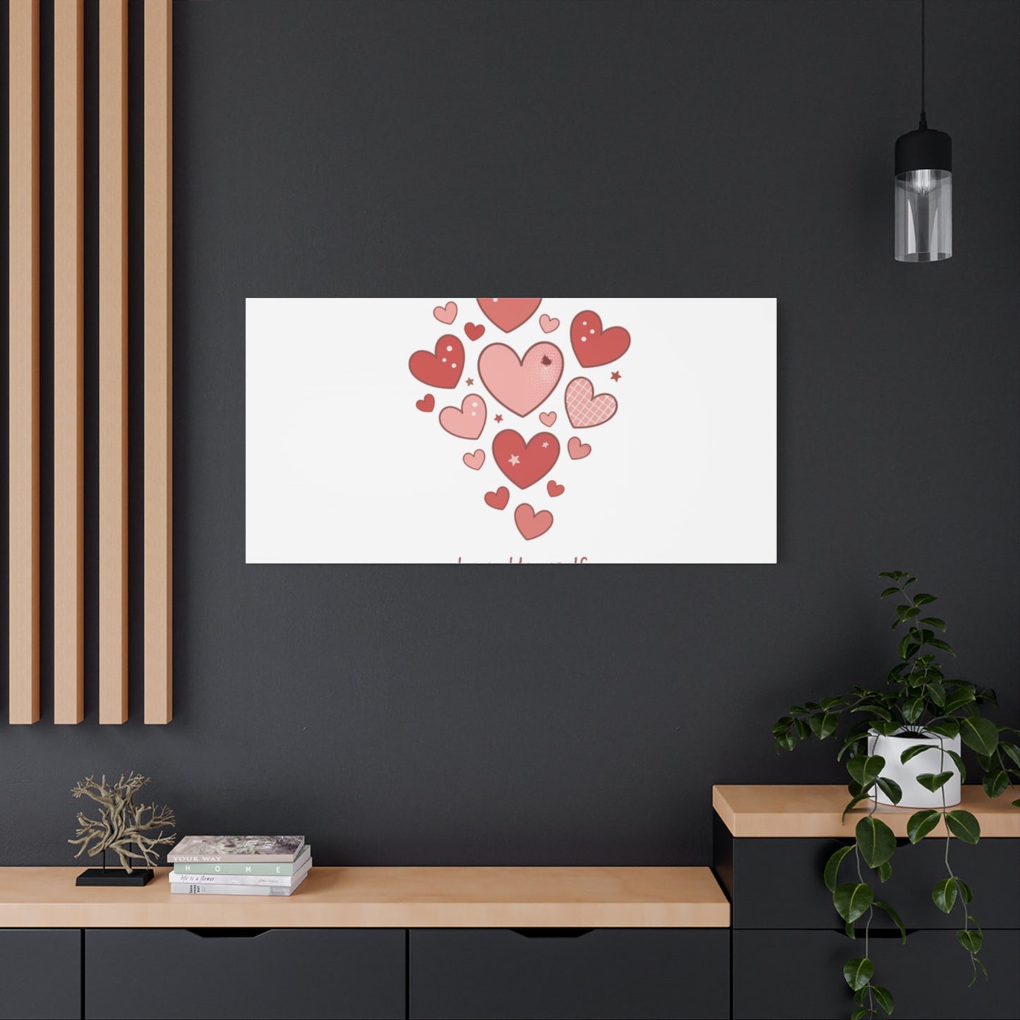 Love Yourself Canvas Wall Art — Watercolor Hearts Inspirational Home Decor