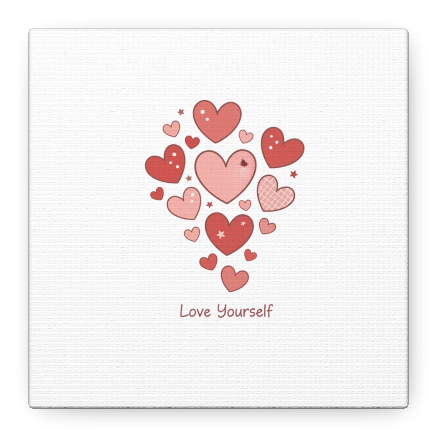 Love Yourself Canvas Wall Art — Watercolor Hearts Inspirational Home Decor