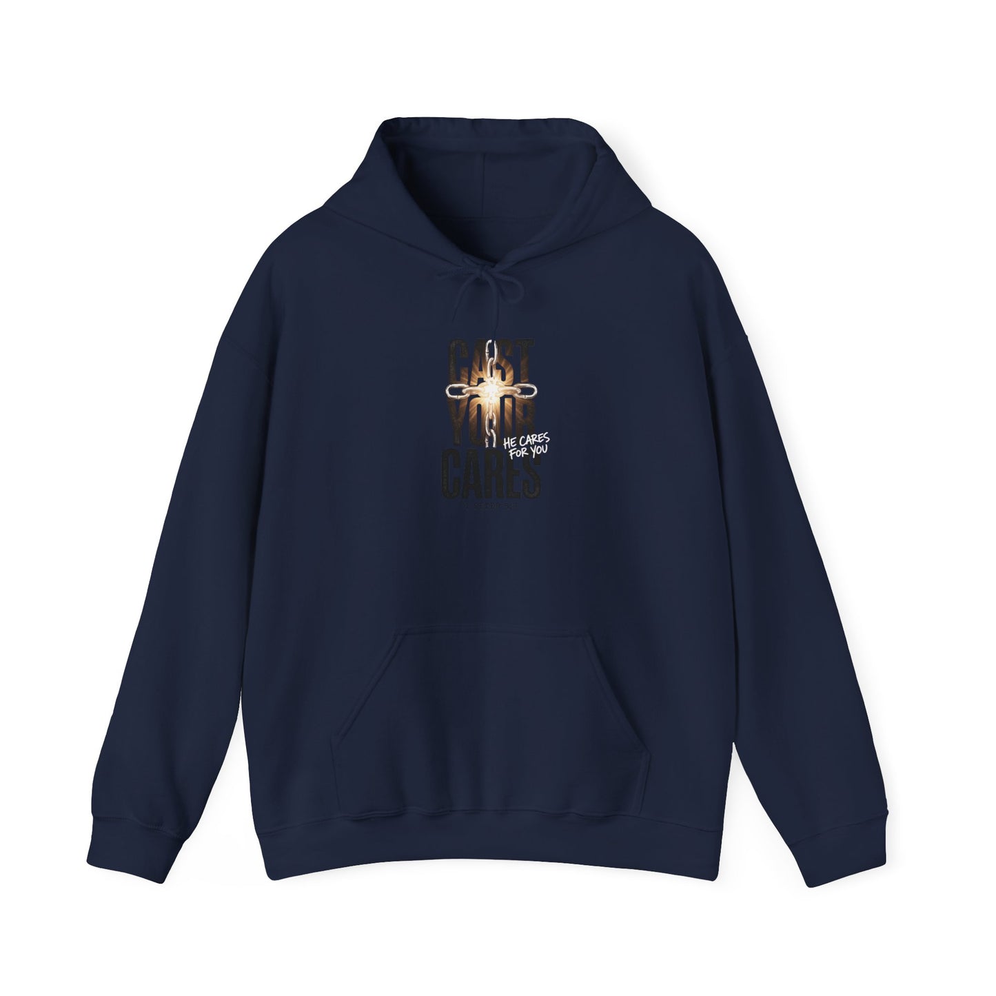 Cast Your Cares Hoodie | Christian Streetwear, Scripture Distressed Typography
