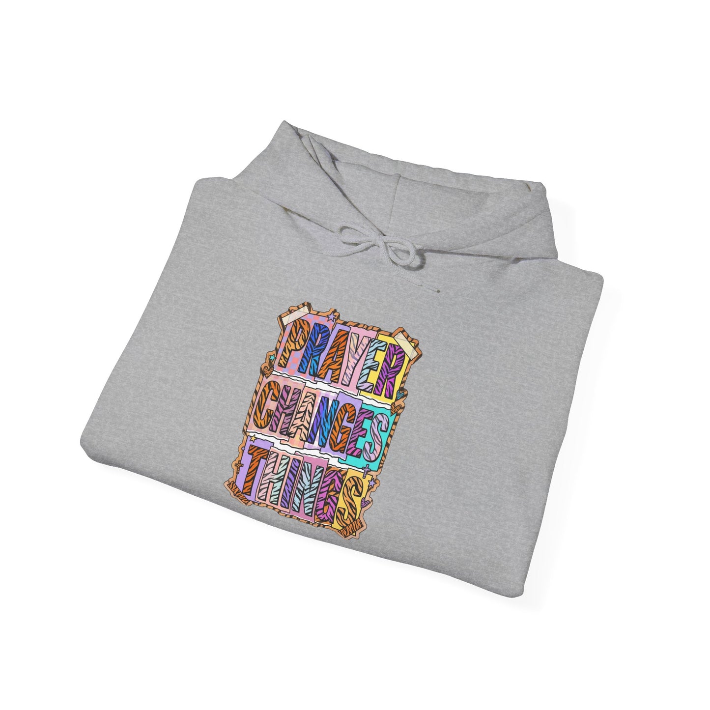 Prayer Changes Things Hoodie | Christian Rainbow Scripture Design