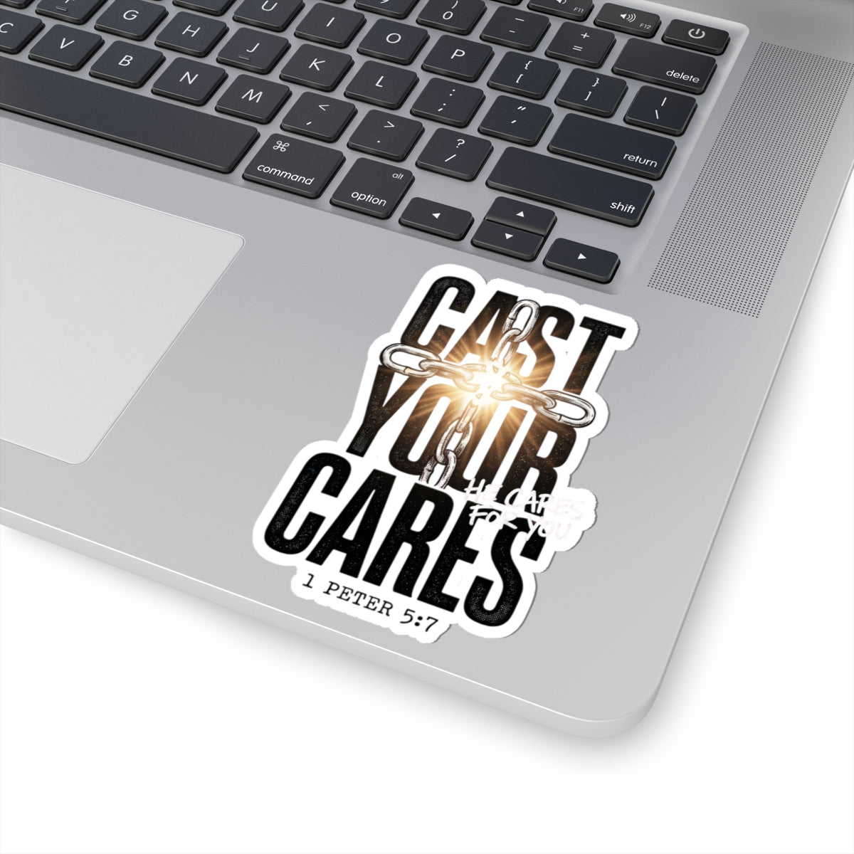 Cast Your Cares Sticker | Christian Streetwear, Scripture 1 Peter 5:7