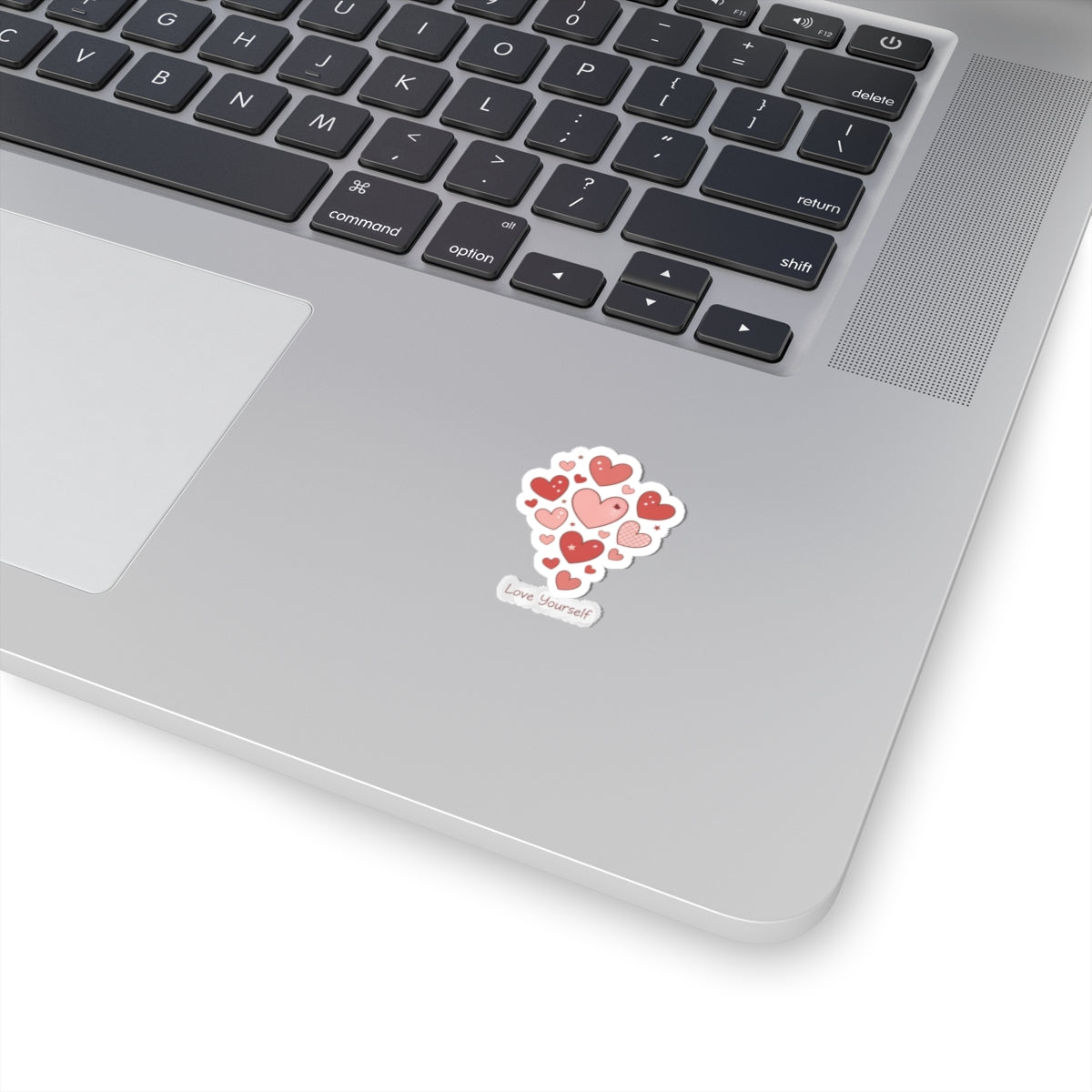 Love Yourself Sticker — Watercolor Hearts Inspirational Decal for Laptops, Water Bottles & Journals