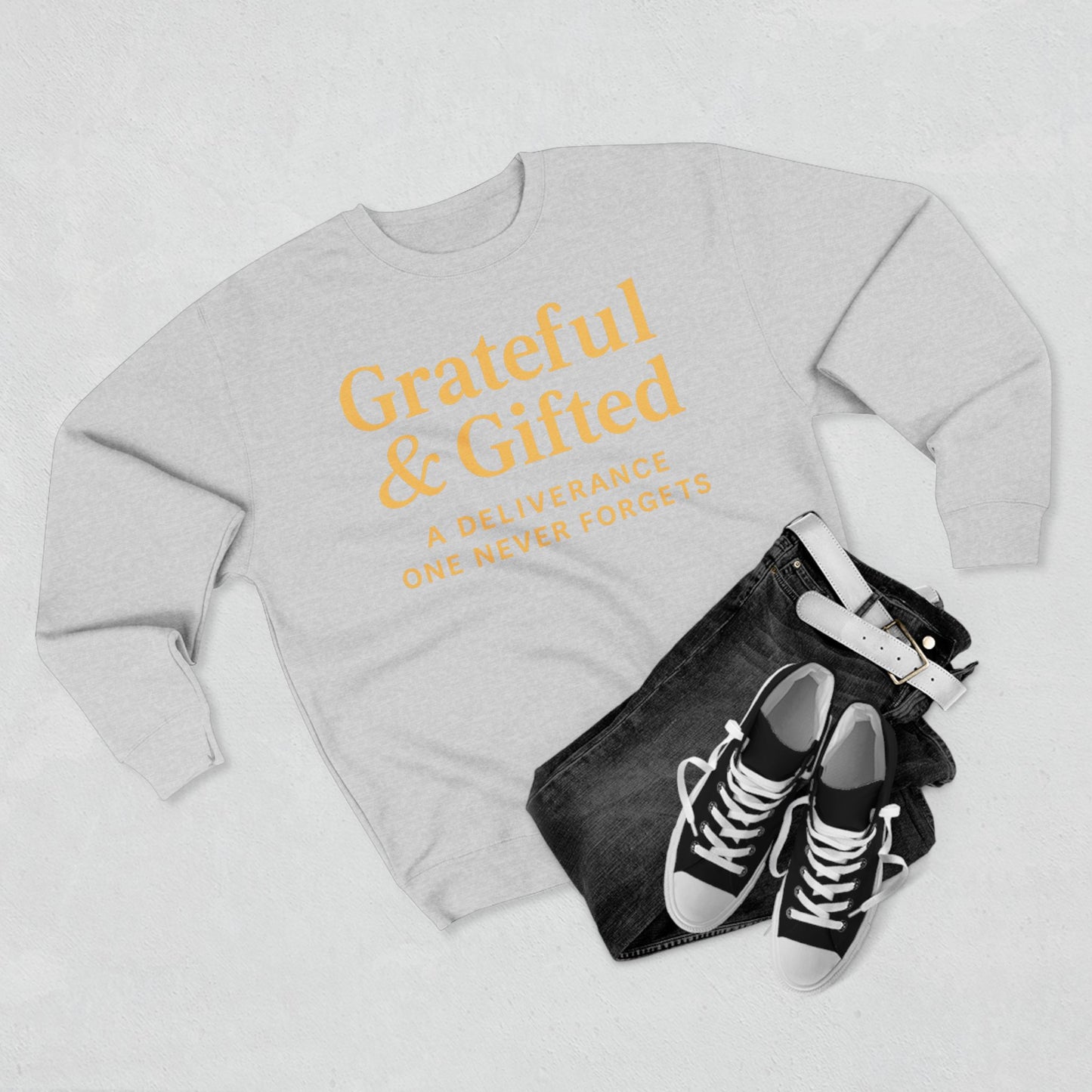 Grateful & Gifted Sweatshirt, Cozy Unisex Crewneck, Inspirational Gift, Everyday Comfort, Perfect for Birthdays, Holidays