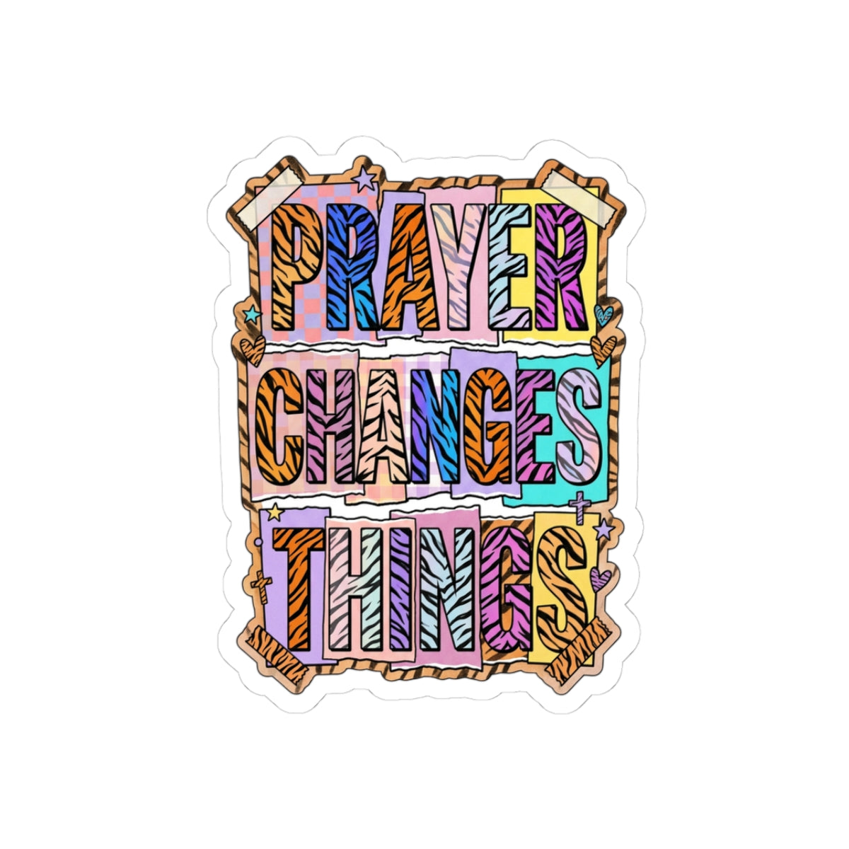 Prayer Changes Things Sticker | Christian rainbow script, playful faith decal