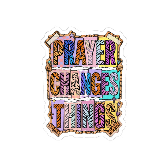 Prayer Changes Things Sticker | Christian rainbow script, playful faith decal