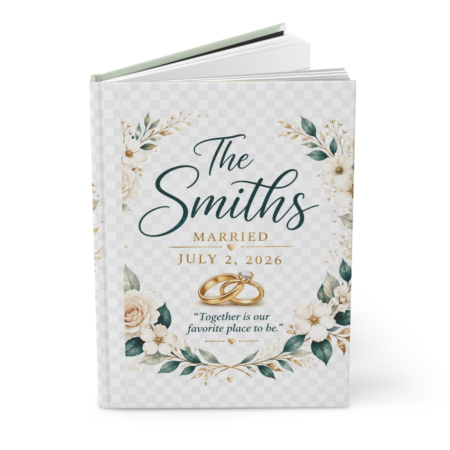 Wedding Keepsake Journal — Personalized 'The Smiths, Married July 2, 2026' Floral Hardcover