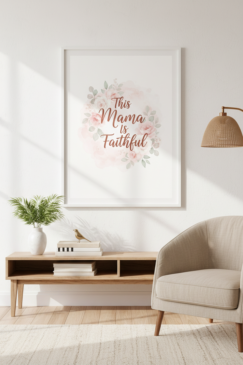 This Mama Is Faithful - Framed Wall Mockup